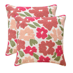 Pink Peony - Pink Cotton Throw Pillow Cover