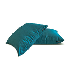 Teal Blue Luxury - Teal Blue Art Silk Throw Pillow Cover Pack of 2