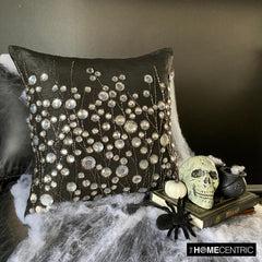 Black Crystal Garden - Black Art Silk Decorative Throw Pillow Cover
