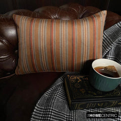 Linear Stripe Orange - Orange Velvet Christmas Striped Lumbar Pillow Cover