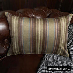 Linear Stripe Olive - Green Velvet Striped Oblong Lumbar Pillow Cover