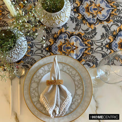 Yellow Satin Decorative Table Runner - Flaring Damask
