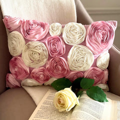 Blossom Bloom - Art Silk Pink Decorative Lumbar Pillow Cover