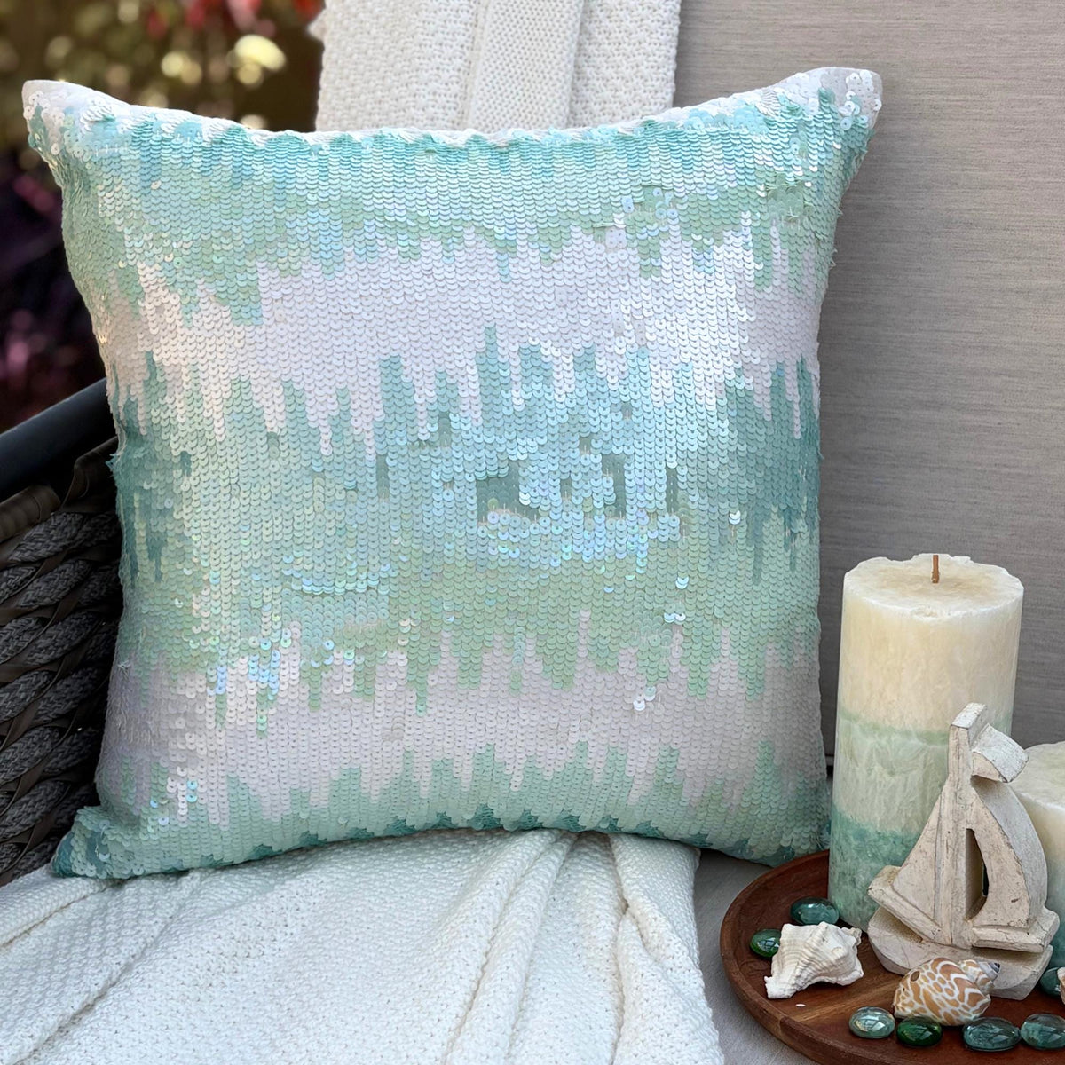 Aqua Blue Art Silk Throw Pillow Cover - Frozen