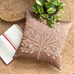 My Wish Tree - Dark Peach Art Silk Throw Pillow Cover