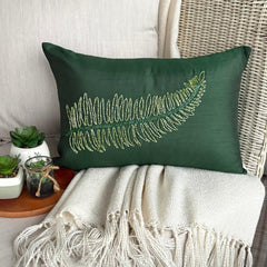 Green Tea - Art Silk Dull Green Decorative Lumbar Pillow Cover
