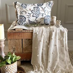Atasi - Blue Linen Lumbar Pillow Cover