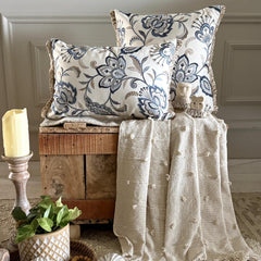 Atasi - Blue Linen Lumbar Pillow Cover
