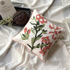 Peachy Petals - Peach Cotton Throw Pillow Cover