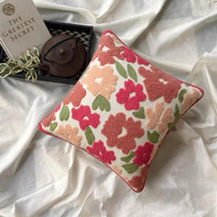 Pink Peony - Pink Cotton Throw Pillow Cover
