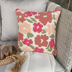 Pink Peony - Pink Cotton Throw Pillow Cover