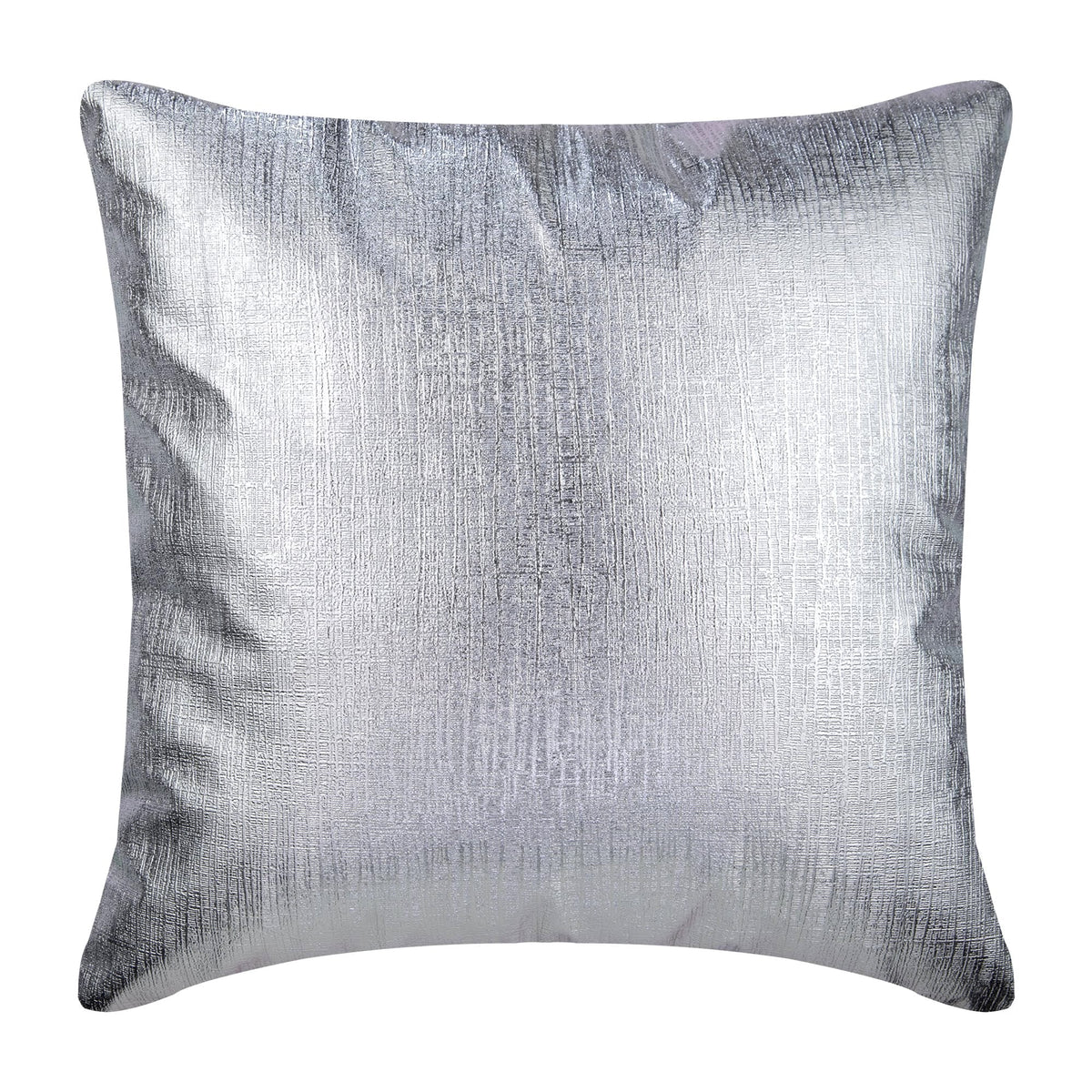 Silver Leather Strokes - Silver Faux Leather Decorative Euro Sham