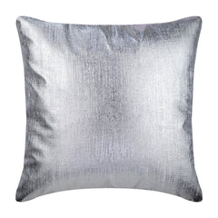 Silver Leather Strokes - Silver Faux Leather Decorative Euro Sham