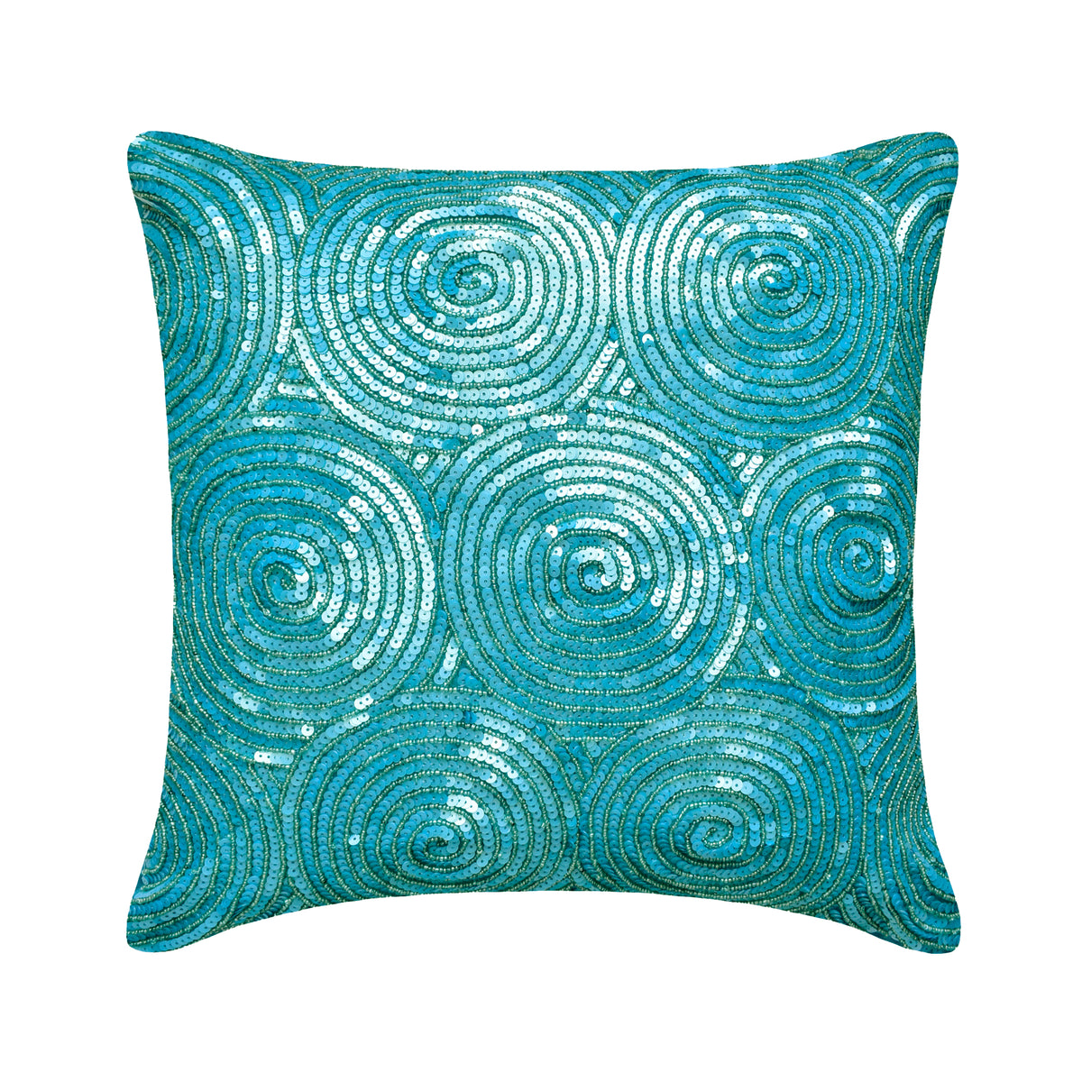 Aqua Touch - Aqua Blue Art Silk Throw Pillow Cover