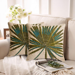 Arboreal - Green Linen Throw Pillow Cover