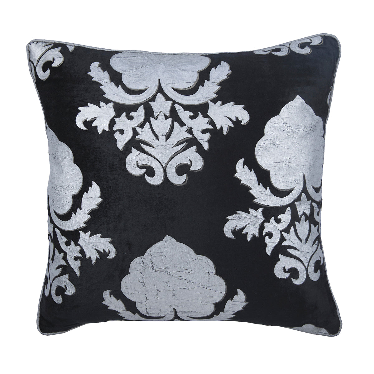 Behind The Damask - Black Velvet Decorative Euro Sham