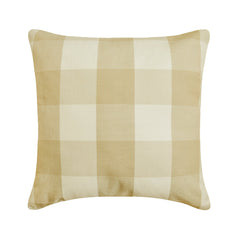 Beige Plaid - Beige Cotton Decorative Euro Sham