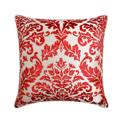 Cayenne Red Damask - Cayenne Red Burnout Velvet Decorative Euro Sham