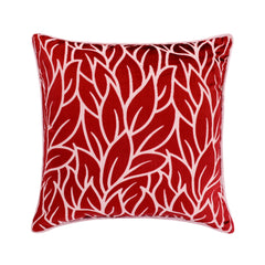 Cayenne Red Leaves - Cayenne Red Burnout Velvet Throw Pillow Cover