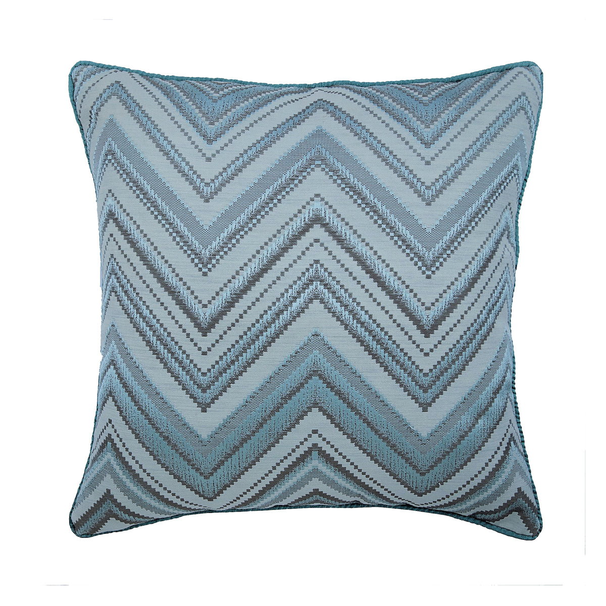 Chevron Blues - Blue Jacquard Silk Decorative Euro Sham