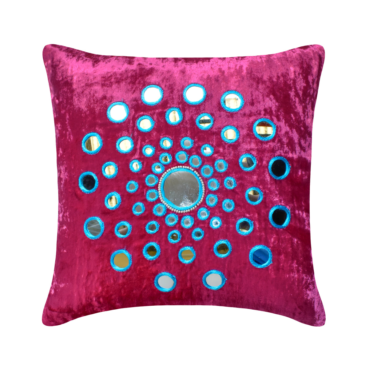 Circle Of Images - Fuchsia Pink Velvet Decorative Euro Sham