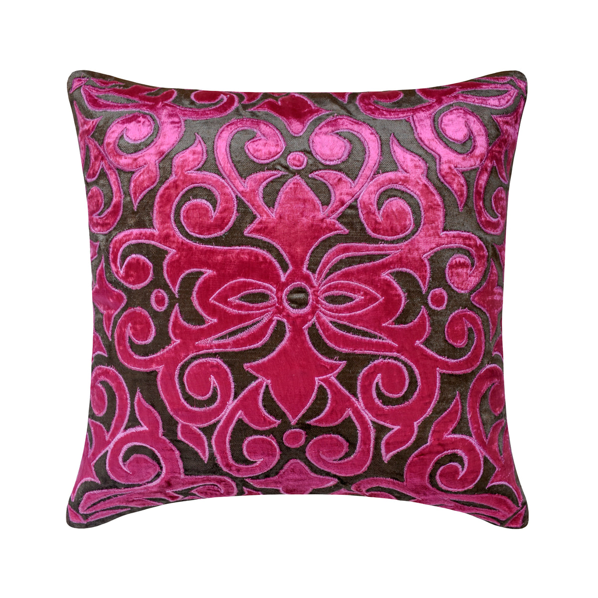 Fuchsia Kingdom - Pink Velvet Decorative Euro Sham