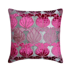 Fuchsia Lotus - Pink Art Silk Decorative Euro Sham