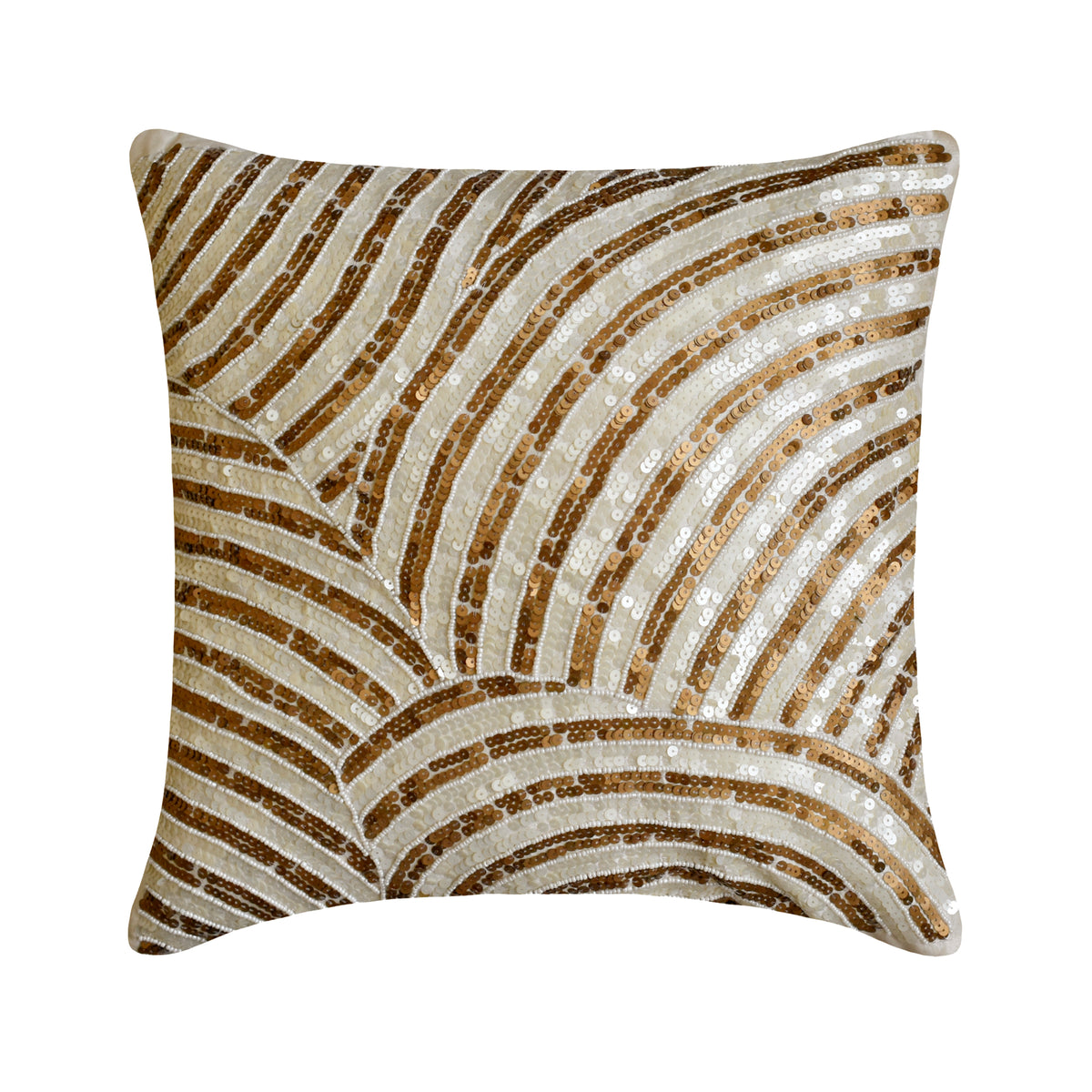 Gold Glamorous - Ivory Art Silk Throw Pillow Cover