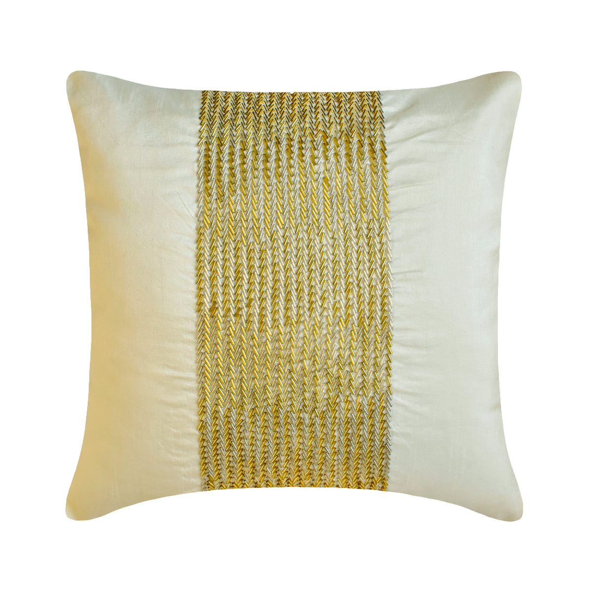 Gold Gleam - Ivory Art Silk Decorative Euro Sham