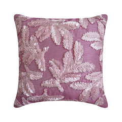 Leafy Pink - Pink Art Silk Decorative Euro Sham