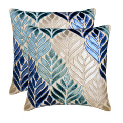 Leaving Blue - Blue Cotton Linen Throw Pillow Cover
