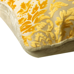 Mimosa Yellow Damask - Mimosa Yellow Burnout Velvet Decorative Euro Sham