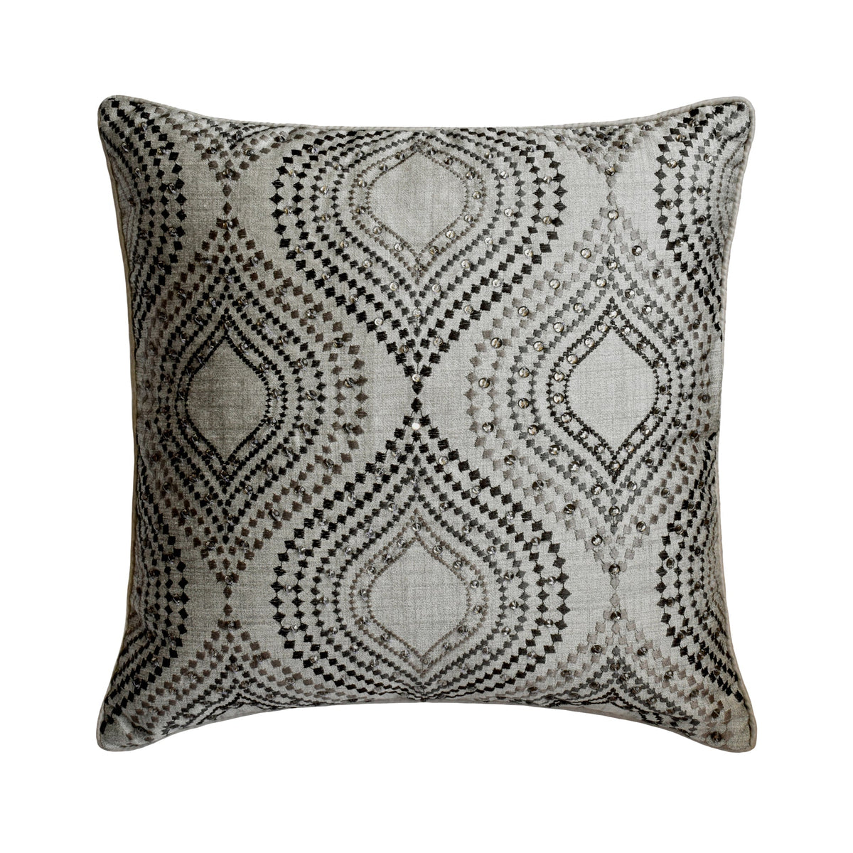 Grey Jacquard Throw Pillow Cover Majestic Glory
