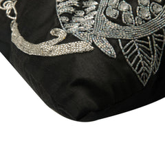 Night Owls - Black Art Silk Decorative Euro Sham