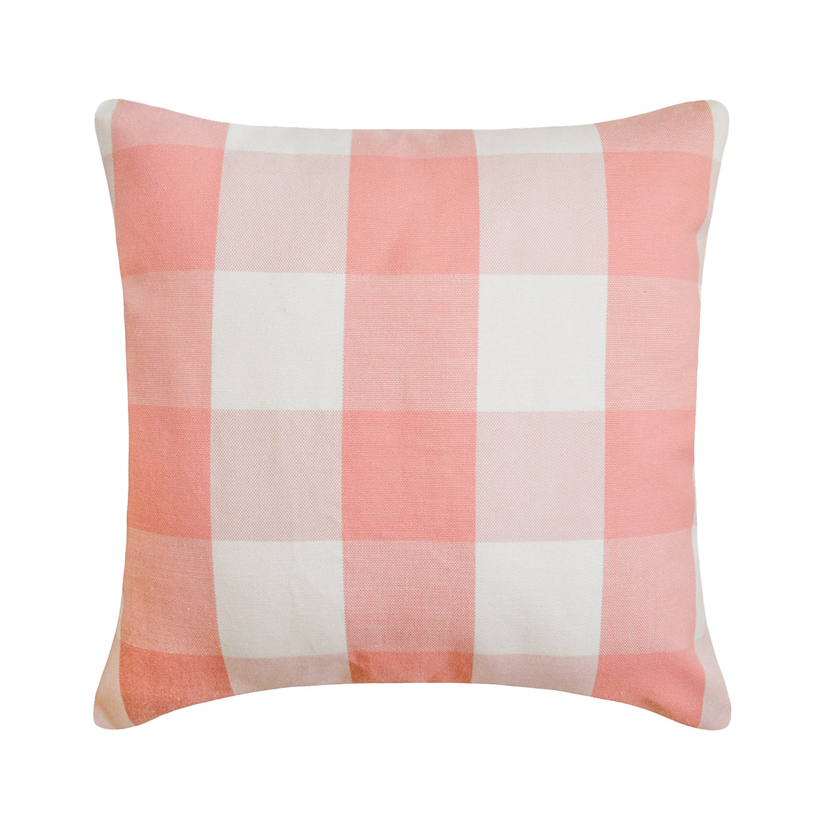 Peach Pink Plaid - Peach Buffalo Checks Decorative Euro Sham