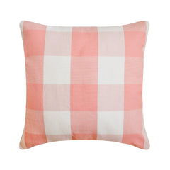Peach Pink Plaid - Peach Buffalo Checks Decorative Euro Sham