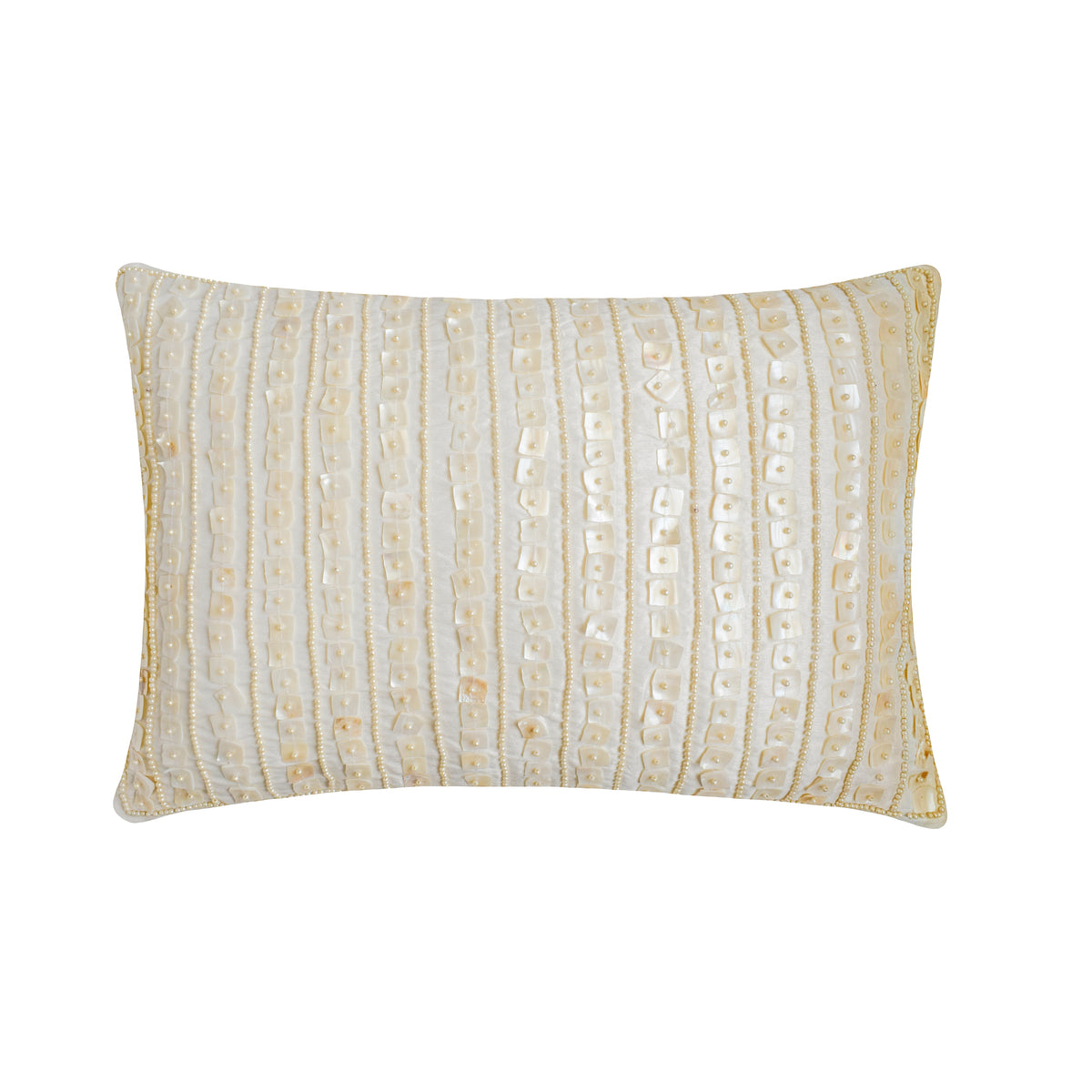 Pearl Harbour - Art Silk Ivory Decorative Lumbar Pillow Cover