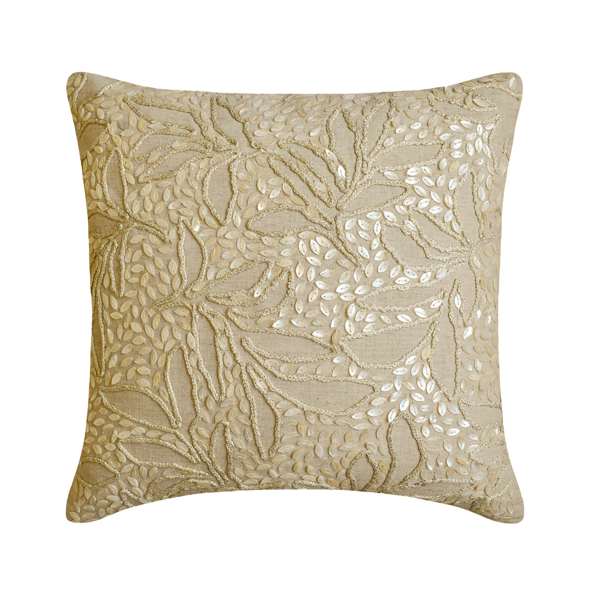 Pearl Divine - Natural Beige Cotton Linen Throw Pillow Cover