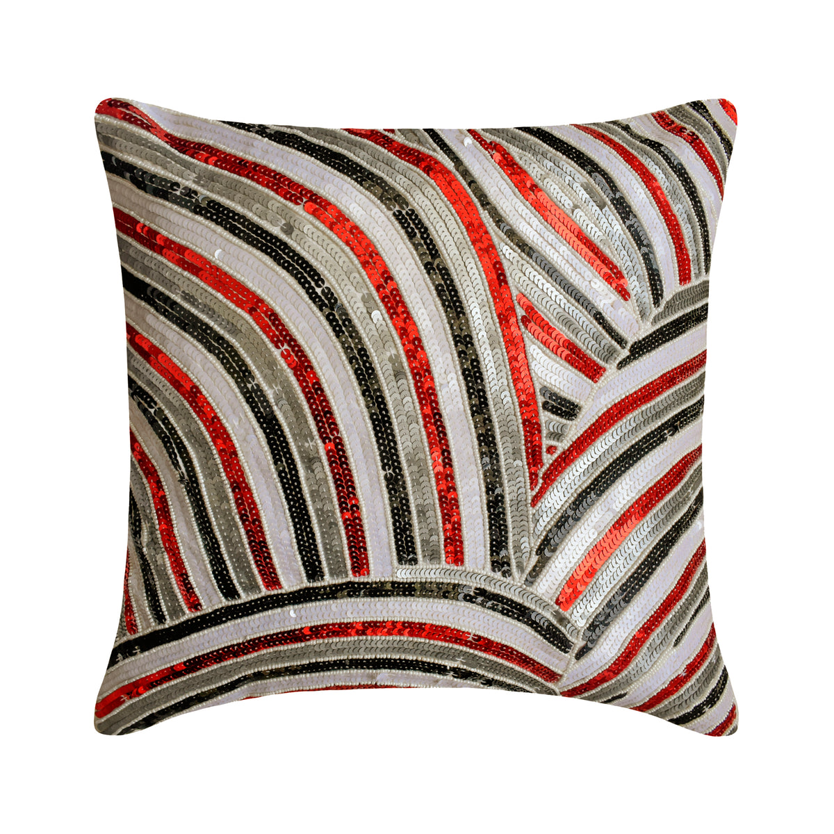 Red N Black Streaks - Red Art Silk Throw Pillow Cover
