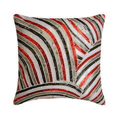 Red N Black Streaks - Red Art Silk Throw Pillow Cover