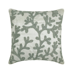 Silver Coral - Silver & White Art Silk Decorative Euro Sham