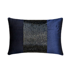 Striking Navy - Art Silk Blue Decorative Lumbar Pillow Cover