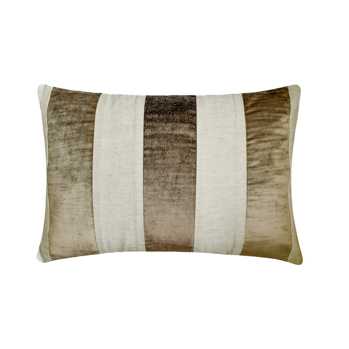 Swathe Beige - Beige Velvet & Linen Lumbar Pillow Cover