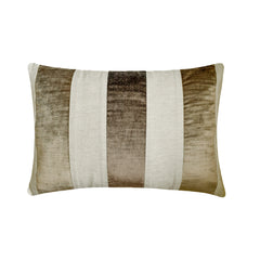 Swathe Beige - Beige Velvet & Linen Lumbar Pillow Cover