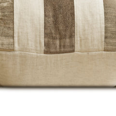Swathe Beige - Beige Velvet & Linen Lumbar Pillow Cover