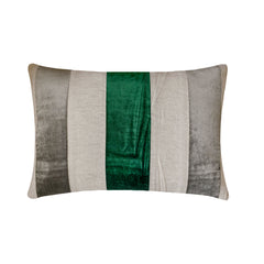 Swathe Teal - Blue Velvet & Linen Lumbar Pillow Cover