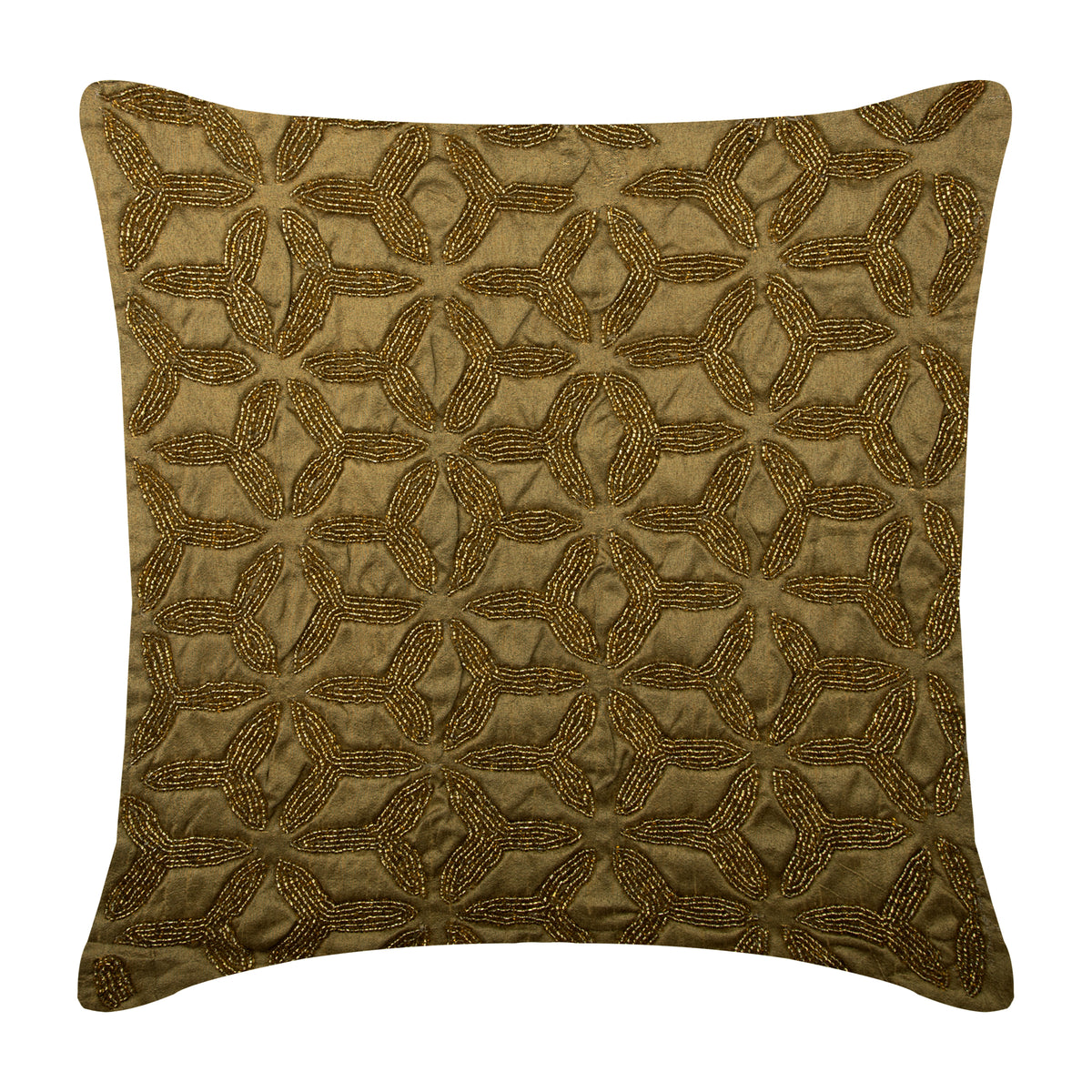 Gold Trinity Zardozi Throw Pillow Cover
