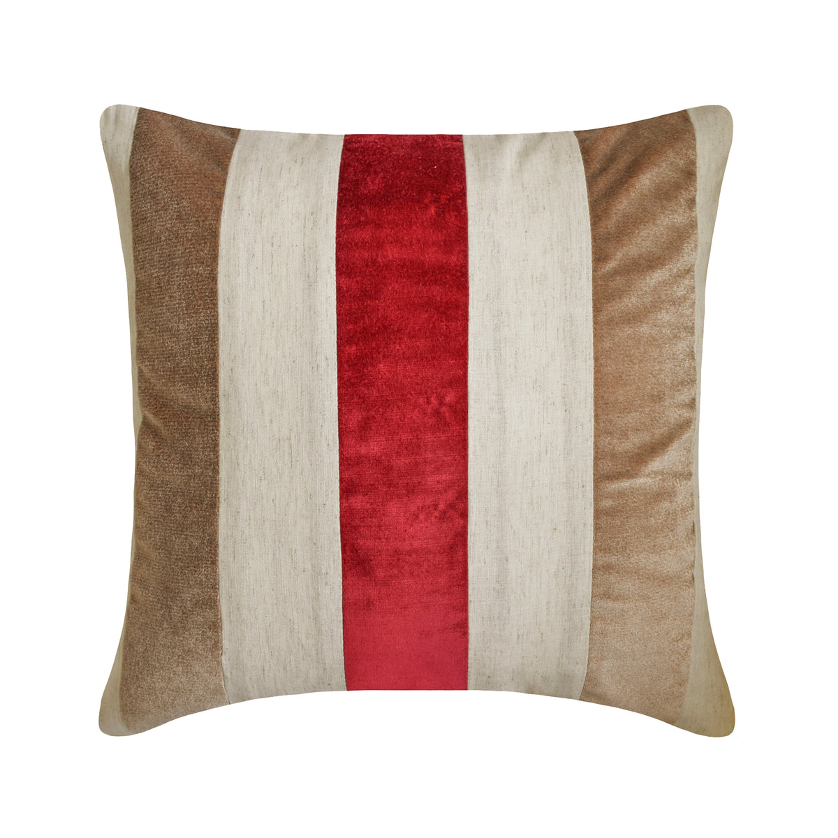Velvet Band Red - Red Velvet & Linen Decorative Euro Sham