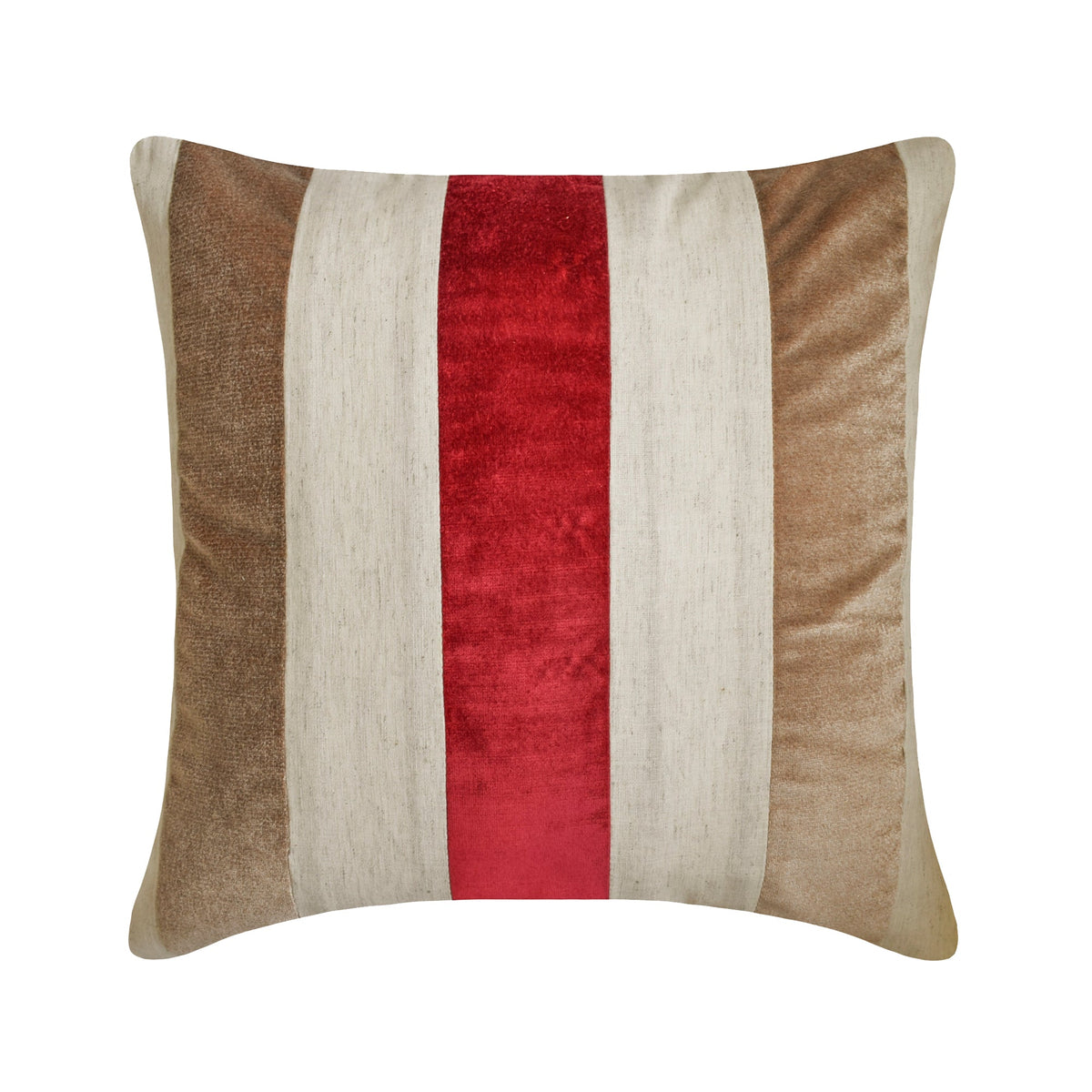 Velvet Band Red - Red Velvet & Linen Throw Pillow Cover