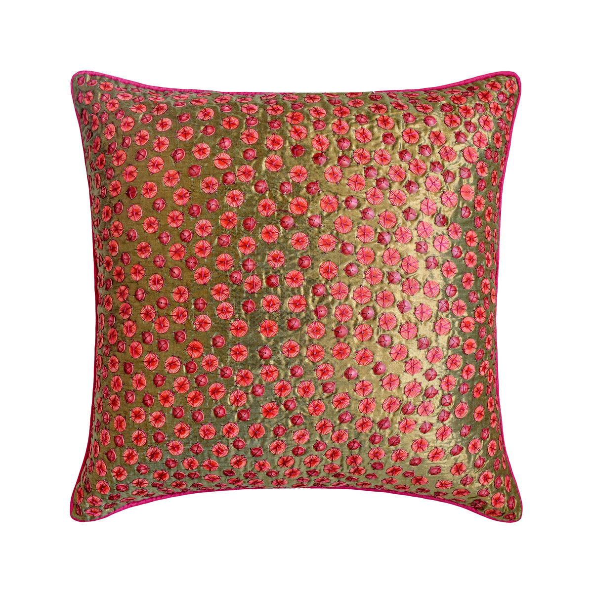 Warmth And Love - Pink Zari Art Silk Decorative Euro Sham